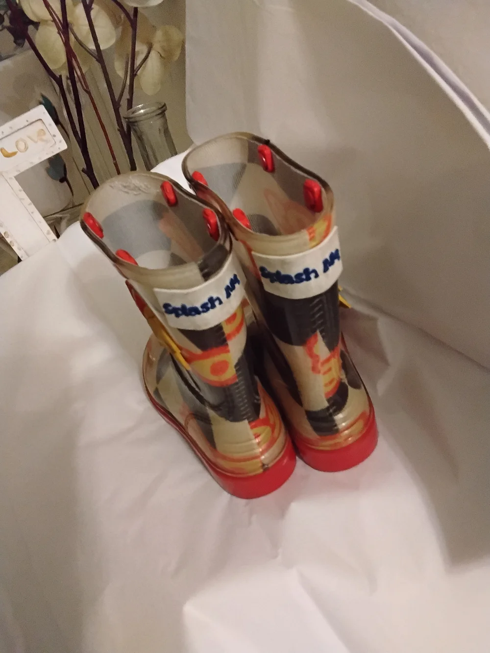 Source Unknown Beige, Black & Red Kids Rain Boots